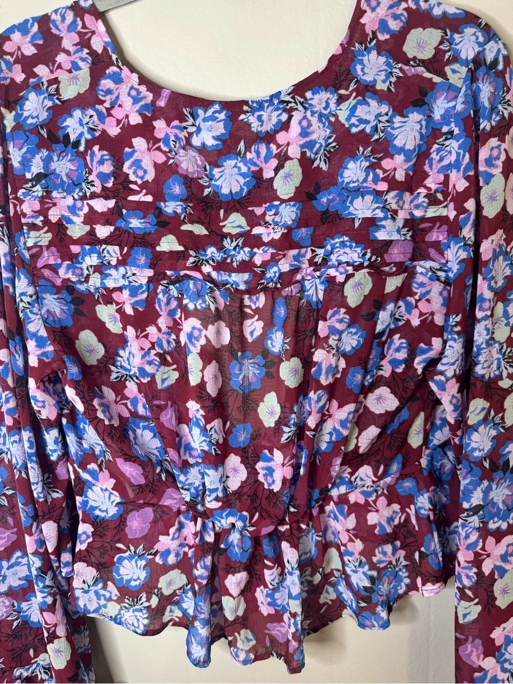 Free People Floral Maybel Blouse in the Shiraz Combo Colorway Size Medium